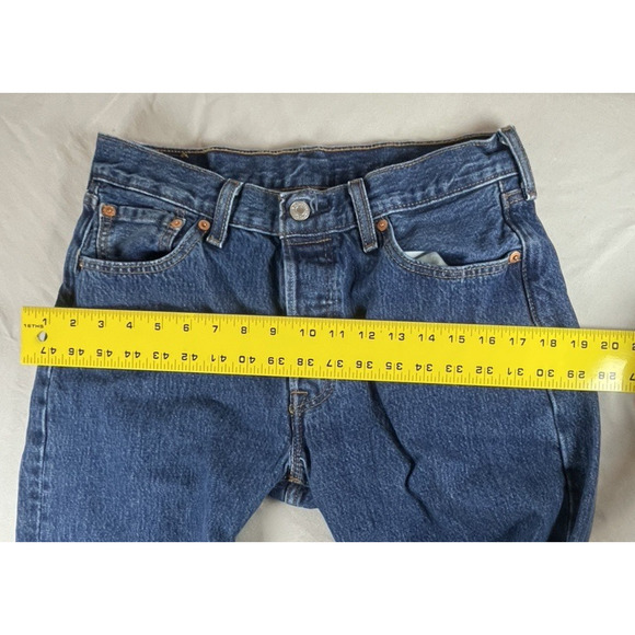 Levis 501 Jeans Mens 30x33 Straight Leg Dark Blue Denim Button Fly - Picture 12 of 13